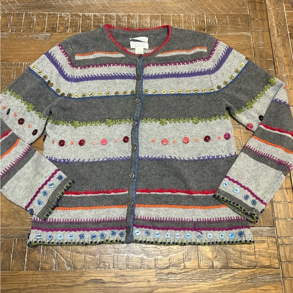 Christopher & Banks Sweaters - Christopher & Banks Multicolor Button Cardigan - Hand Embroidered
